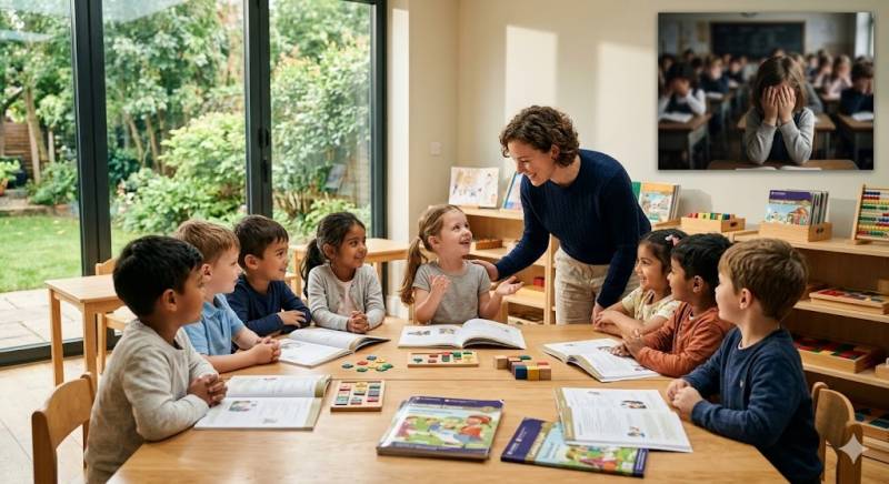 Vaincre la timidité en anglais grâce aux petits groupes face à l'anglais école publique près de La Parette et Petit-Bosquet 13012.