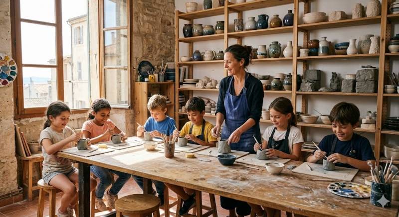 stage poterie enfants guidé en anglais et modelage de l'argile à Marseille Montolivet